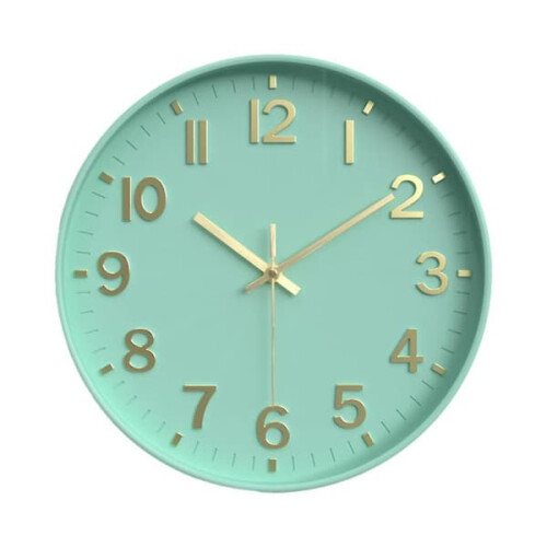 Modern Silent Wall Clock with 3D Numbers 8 Inch Dark Green 1