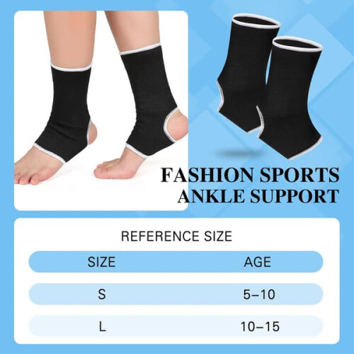 Kids Ankle Support Compression Socks Black 2 Pairs 1