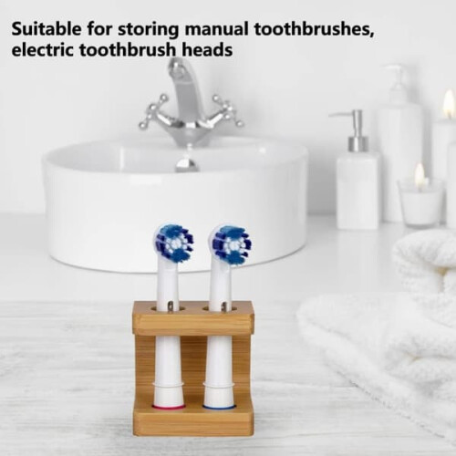 Bambus tandbørstehovedholder, opbevaring, 4 rum 2