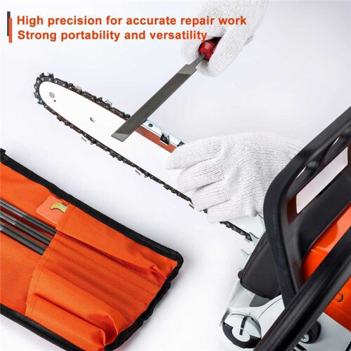 Universal Chainsaw Field Sharpening Kit, Chainsaw Chain Sharpener Round Files, Flat File, Handle, Filing Guide