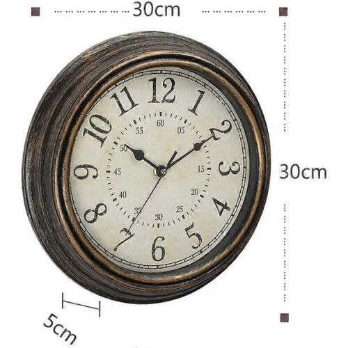 Vintage quartz wall clock copper finish 30 cm silent with 1