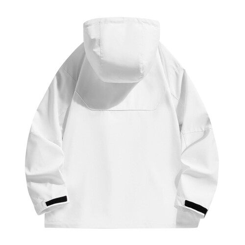 Giacca antivento impermeabile da uomo con cappuccio e tasche, 2