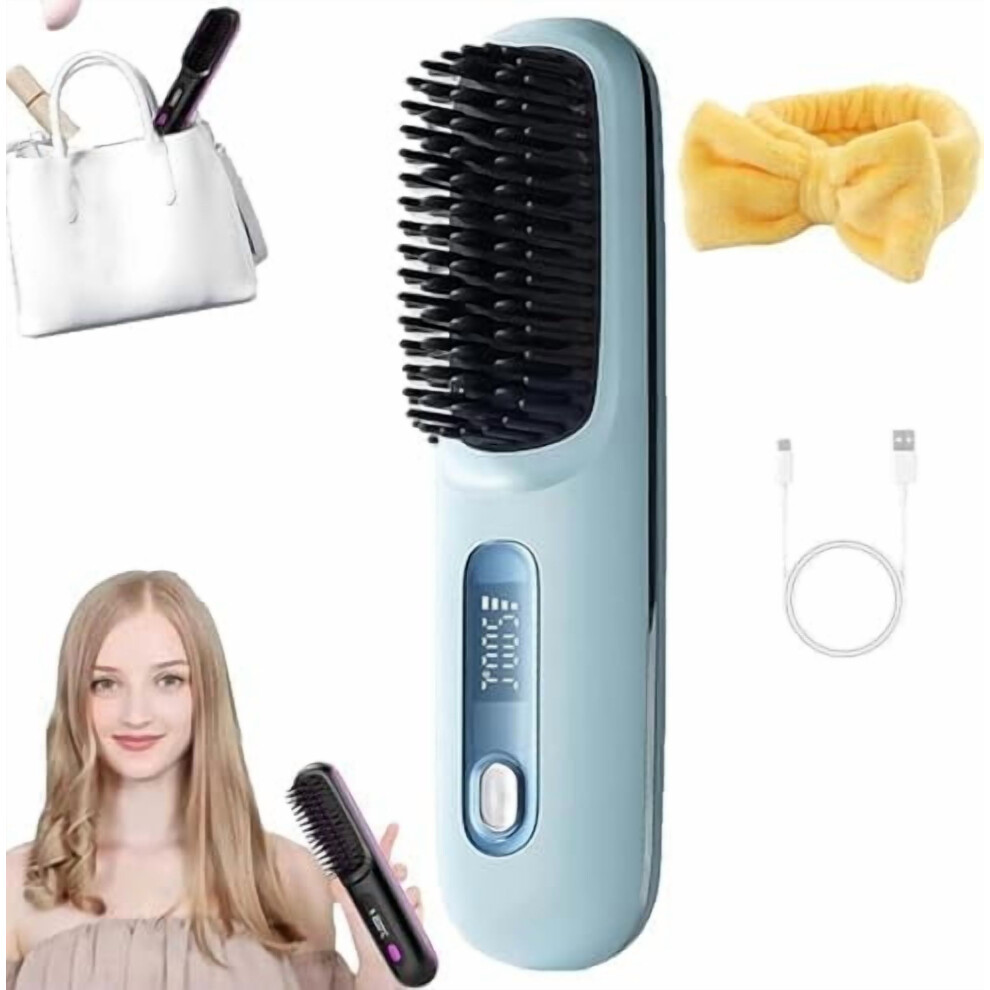 Rechargeable Hair Straightening Brush Ceramic 3 Temp