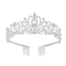 Tiara księżniczki dla kobiet, srebrna korona ślubna z grzebieniami