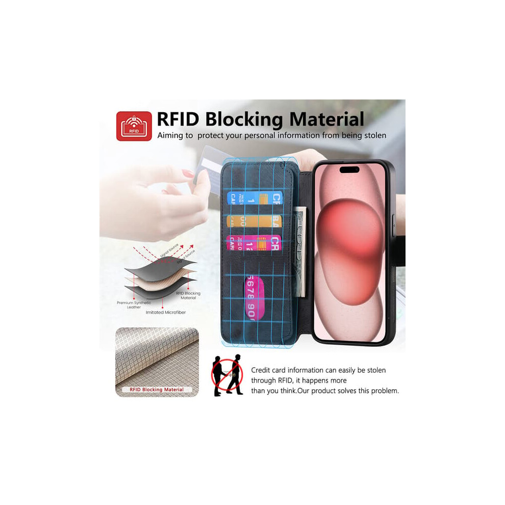 Magnetic Flip Case With Card Holder For Iphone 13 Black 962125819762