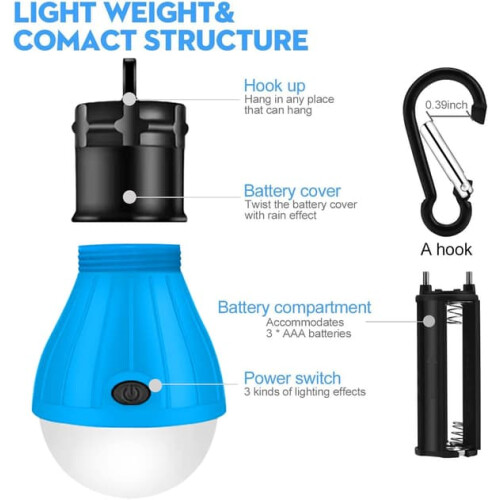 Camping lantern LED portable battery-powered 6 pcs 1