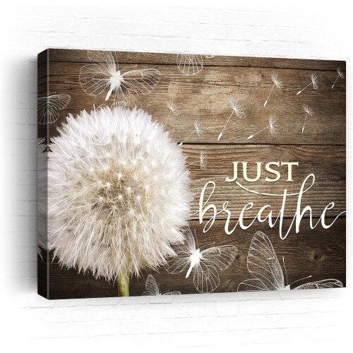 Αγρόκτημα Just Breathe Τέχνη Τοίχου Ρουστίκ Καμβάς με Πικραλίδα