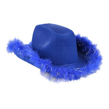 Miyuadkai cowboyhattu naisille fleecereunuksella, sininen