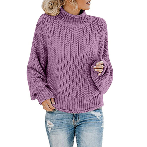 Damen-Strickpullover aus dickem Garn, einfarbig