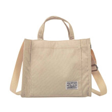 Damska płócienna torba typu crossbody, sztruksowa, casualowa, biała