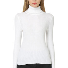 Damen-Rippstrickpullover mit Rollkragen, schmale Passform, lange Ärmel