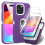 Capa Xhy para iPhone 15 Plus com protetor de tela nas cores roxo e branco. 1
