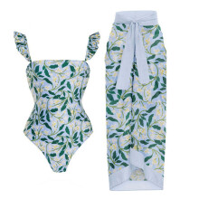 Mintgrøn bandeau badedragt med sarong til kvinder