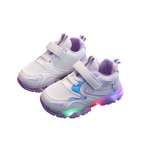 Kleinkind-Mädchen-Sneaker mit hellvioletten LEDs, Größe 4-7