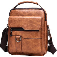 Miesten nahkainen crossbody-lähettilaukku säädettävällä hihnalla