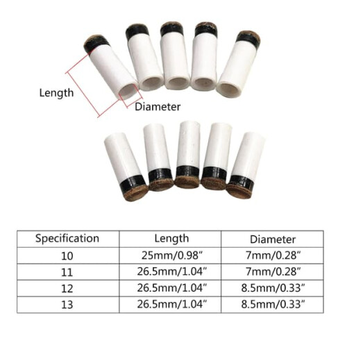 Billiard Cue Tips White 12mm 10 pcs 2