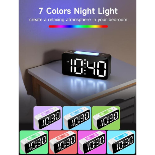 Extra Loud Alarm Clock Digital USB Night Light 2