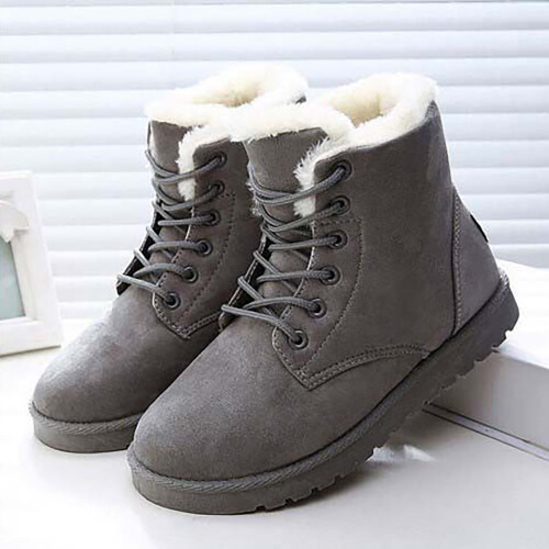 Graue Damen-Lederstiefeletten mit Blockabsatz, Größe 7,5