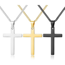 Conjunto de collar con cruz para hombre, acero inoxidable, 3 piezas