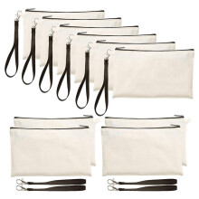 10 Stuks Sublimatie Lege Cosmetische Zakken Make- Zakken met Polsband voor DIY  Rits Potlood Zakken Wit 8.3 X 5.1 Inch