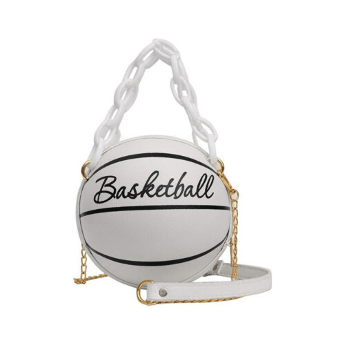 Bolsa transversal feminina de couro bege para basquete