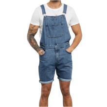 Peto corto vaquero para hombre, azul claro, corte recto.