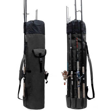 Bolsa organizadora de lona para varas e carretéis de pesca, com capacidade para 5 varas.