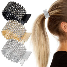 3 Pinzas para el Pelo con Diamantes de ImitacióN para Cola de Caballo Alta,Pinzas para el Pelo de TiburóN de Metal PequeñO, Soporte para Hebilla de