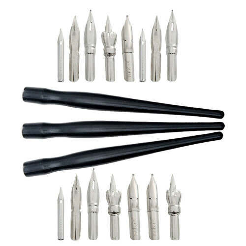 EIMELI Federhalter-Set mit Holzhalter und Edelstahl