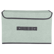 Caja de almacenamiento plegable con tapa, color verde, tela no tejida, 2 unidades