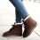 Women's Brown Leather Stack Heel Boots Size8.5 1