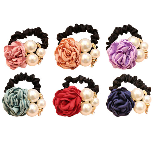 Elastici per capelli in gomma decorati con perle per ragazze,