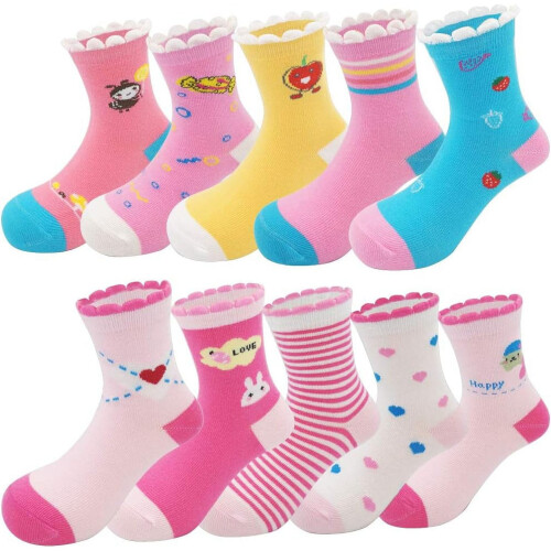 Mädchen-Baumwollsocken, 10er-Pack