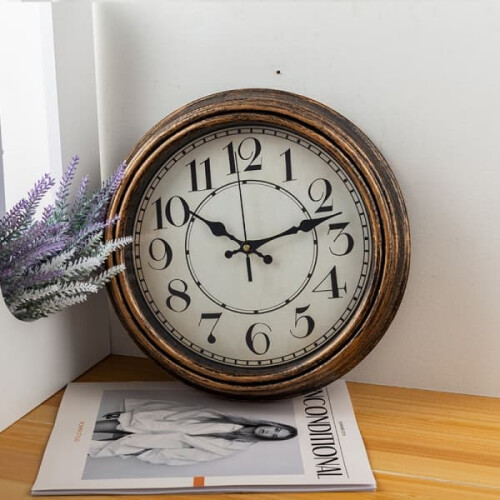 Retro wall clock round vintage 12-inch 2