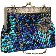 Mála clutch tráthnóna seanré le coirníní seicheamhacha do mhná
