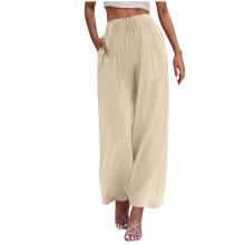 Palazzo-Hose für Damen, sommerlich, fließend, hochgeschnitten, weites Bein