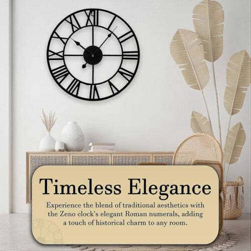 Black Wall Clock with Roman Numerals 40 cm 1
