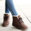 Women's Brown Leather Stack Heel Boots Size8.5 6