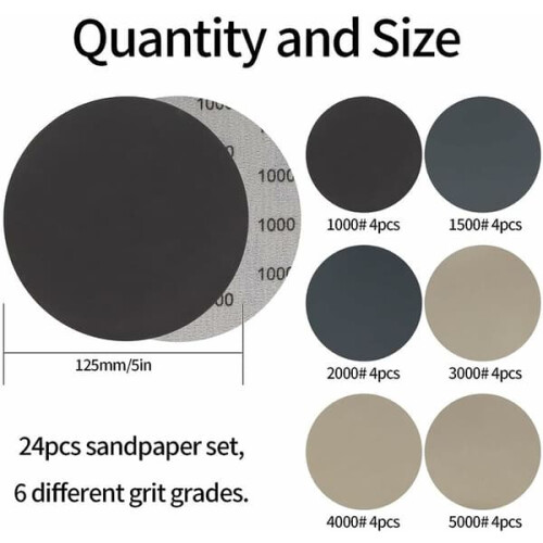 Wet Sanding Paper 125 mm Round Discs 30 pcs 2