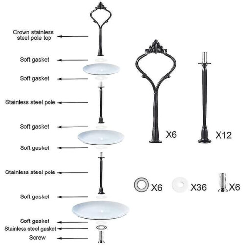 3-Tier Cake Stand with Hardware and Crown Form 1