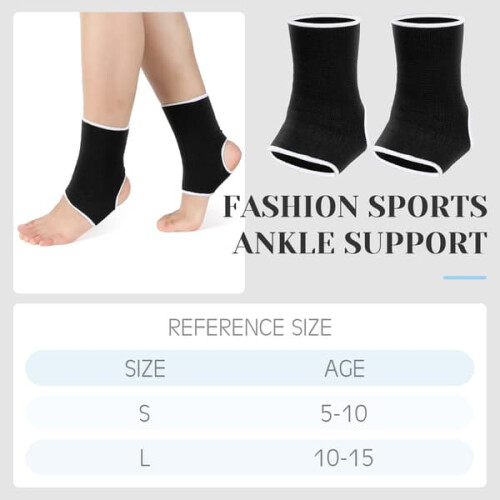 Kids Ankle Support Compression Socks Black 2 Pairs 5-10 1