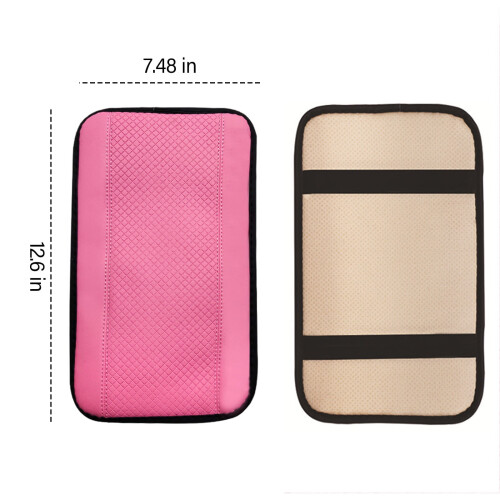 Car Armrest Storage Box Mat and Console Cover Fiber Leather 2