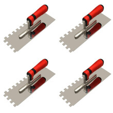 4pcs 1/2inch Square Notched Trowel,Stainless Steel Flat Finishing Trowel for Cement, Masonry Tile Installation Work