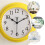 Silent Round Yellow Wall Clock Quartz Battery Operated 9 4