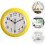 Silent Round Yellow Wall Clock Quartz Battery Operated 9 5