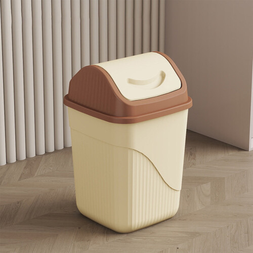 Swing Top Trash Can Yellow Plastic 12L 2