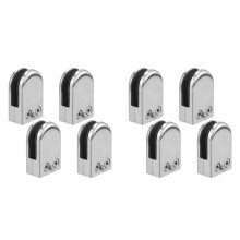 8 Pcs Stainless Steel Round Flat Back Glass Clamp Adjustable Glass Bracket for Balustrade Staircase Handrail( 8-10mm)
