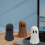 Halloween paper mache ghost decor black white brown 4 pcs 5