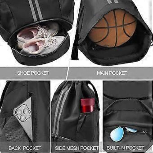 Gym Bag Drawstring Black Large PE Sports Backpack 2