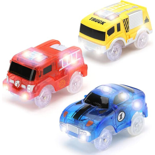 Magic Rail Car Toy with 5 LED Lights 3-Pack 1